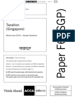 Taxation (Singapore) : March/June 2018 - Sample Questions