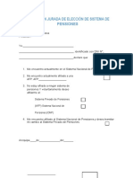 Declaración Jurada de Elección de Sistema de Pensiones