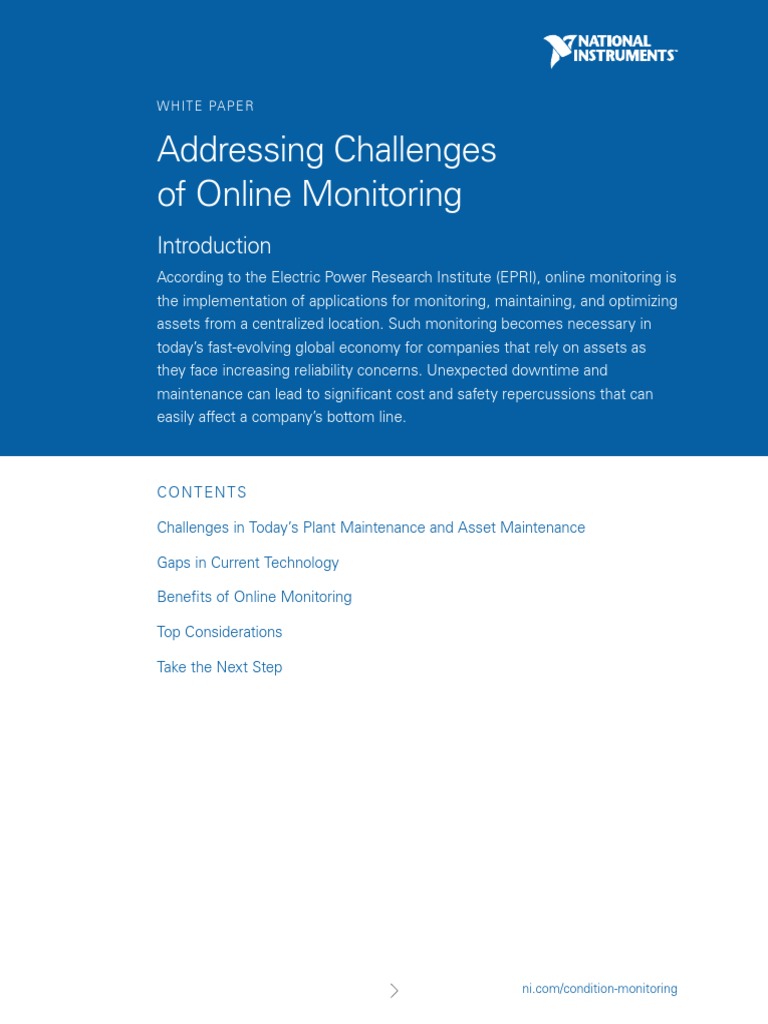 Addressing Challenges of Online Monitoring: White Paper | PDF ...
