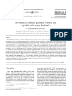 Biochemical Methane Potential of Fruits and Vegetable Solid Waste Feedstocks