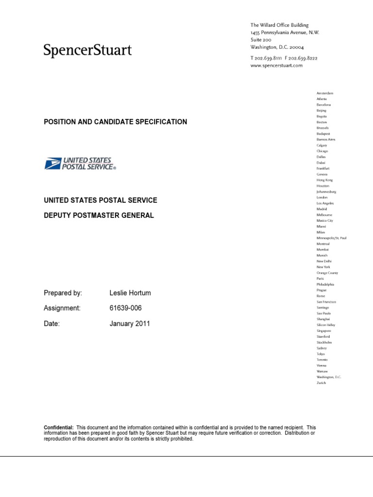 Deputy Postmaster General Role Overview | PDF | United States Postal ...