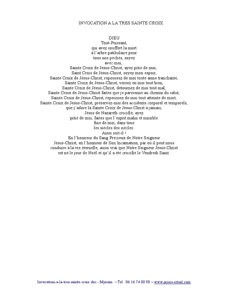 Invocation A La Tres Sainte Croix | Pdf