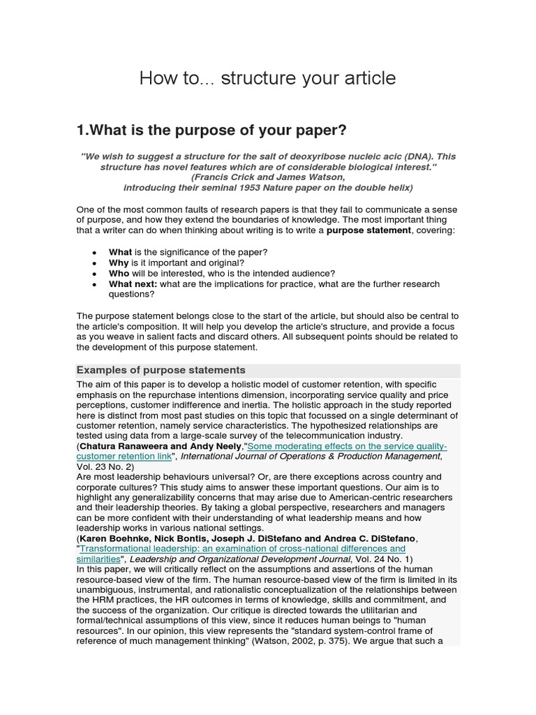 Structuring Your Article Effectively | PDF | Survey Methodology ...