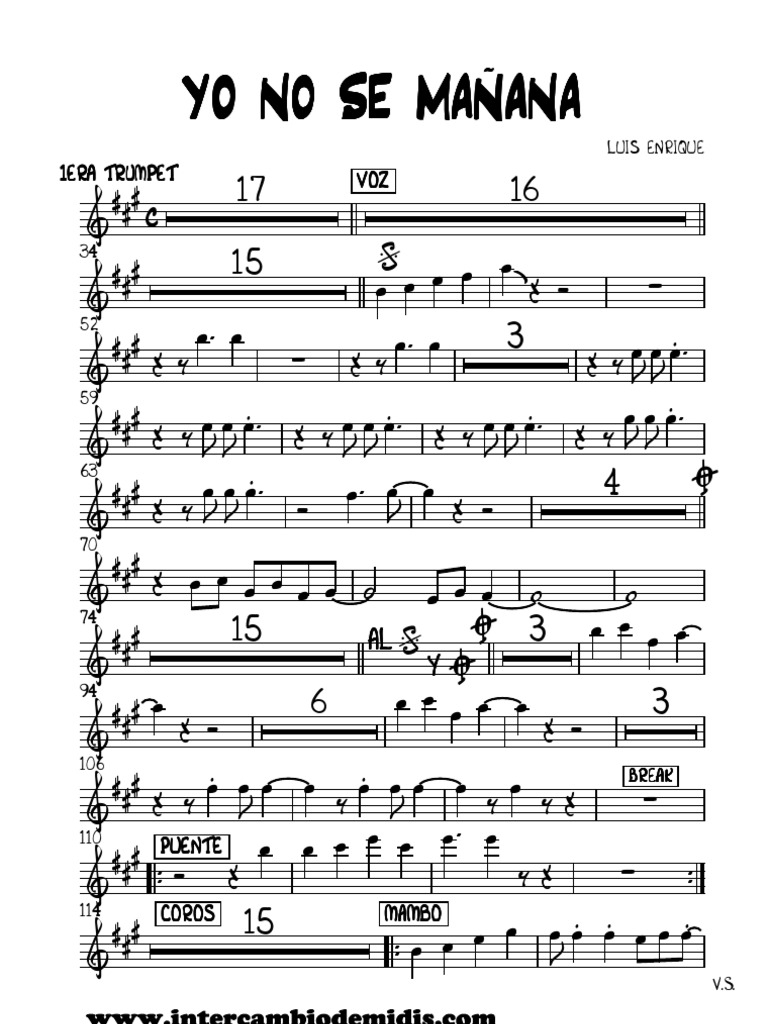 Partituras de Salsa Yo No Se Manana PDF