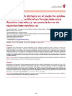 Detección de La Disfagia en El Paciente Adulto Con Vía Aérea Artificial en Terapia Intensiva, Recomendaciones de Expertos Intersocietarias.