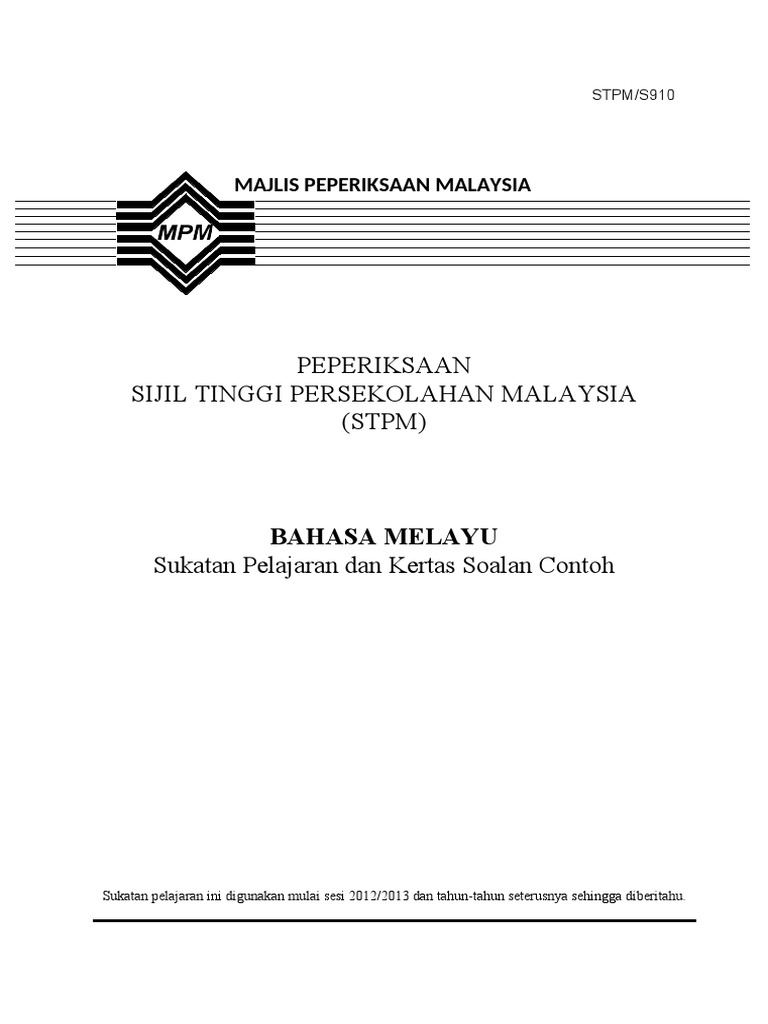 910 Sp Bahasa Melayu 30312portal Mpm Pdf