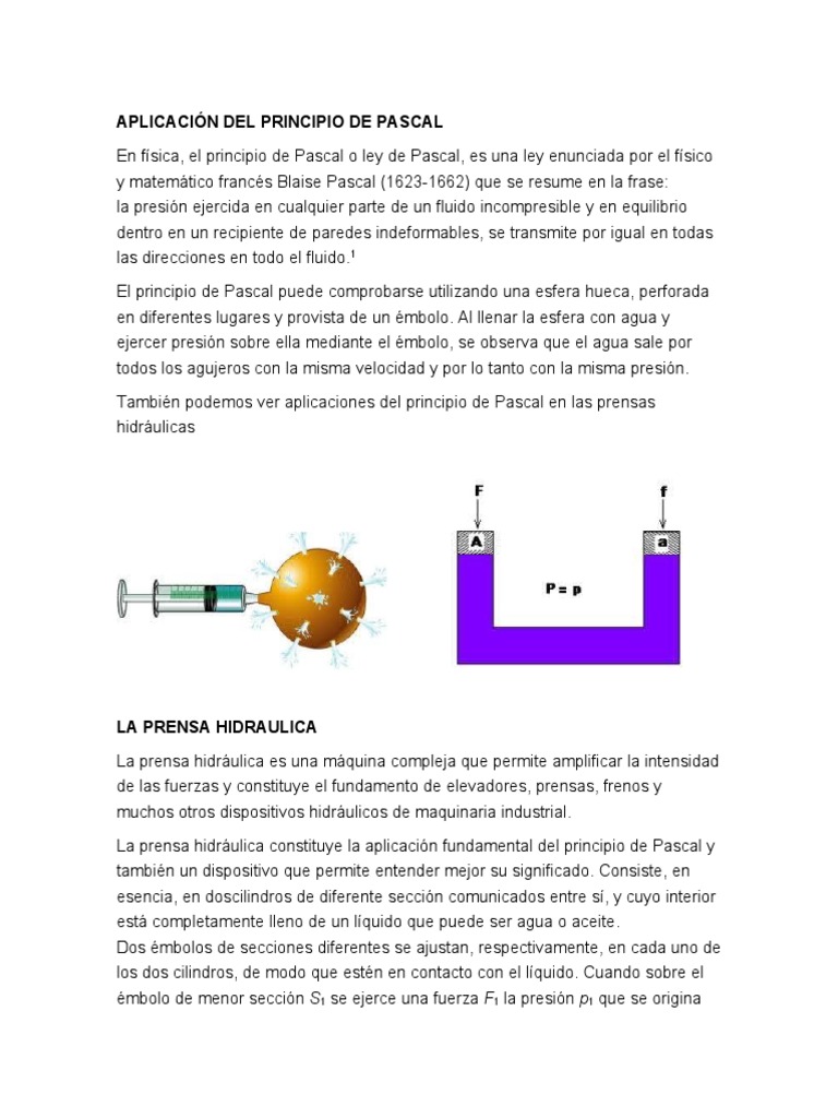 APLICACIÓN DEL PRINCIPIO DE PASCAL