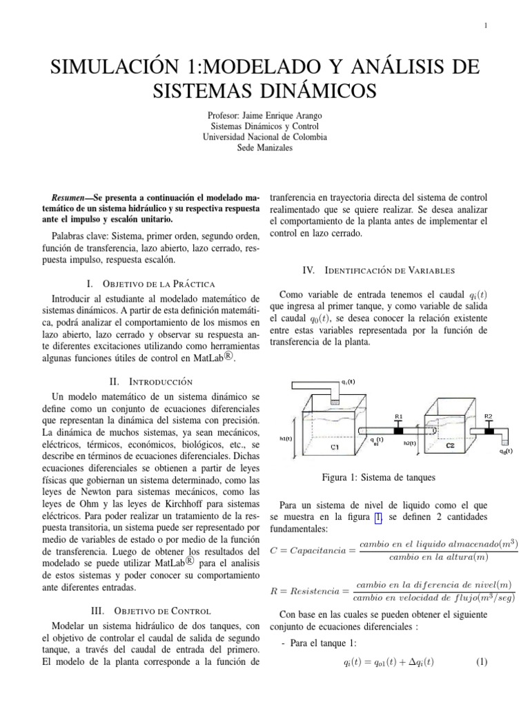 Modelado y Análisis de Sistemas Dinámicos | PDF | Sistema de control ...