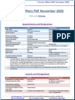 Current Affairs PDF November 2020: Appointments and Resignations