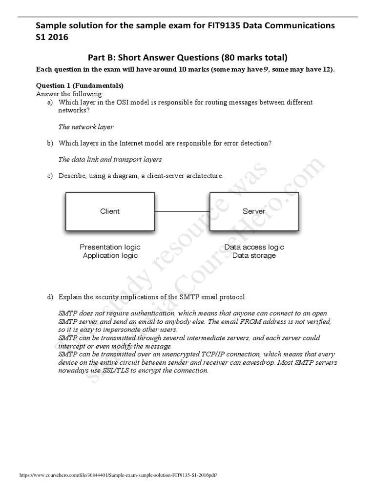 Sample Exam Sample Solution FIT9135 S1 2016 PDF | PDF | Digital ...