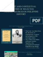 Content and Contextual Analysis of Selected Primary Sources in Philippine History
