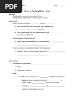 3.1 Classifying Matter Notes