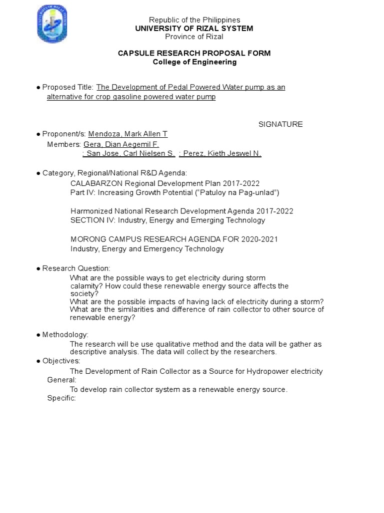 Pedal-Powered Water Pump Proposal | PDF | Science & Mathematics ...