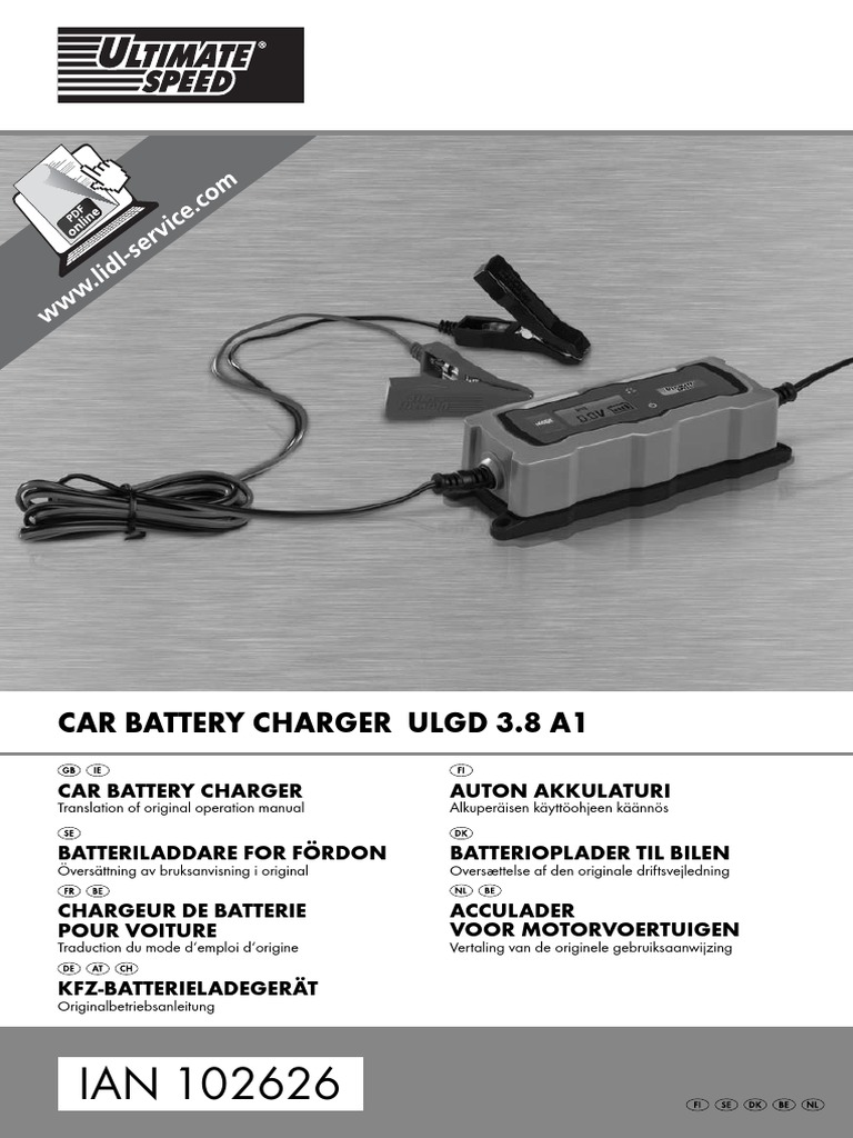 User Manual For Ultimate Speed ULGD 3.8 A1 Car Battery Charger PDF