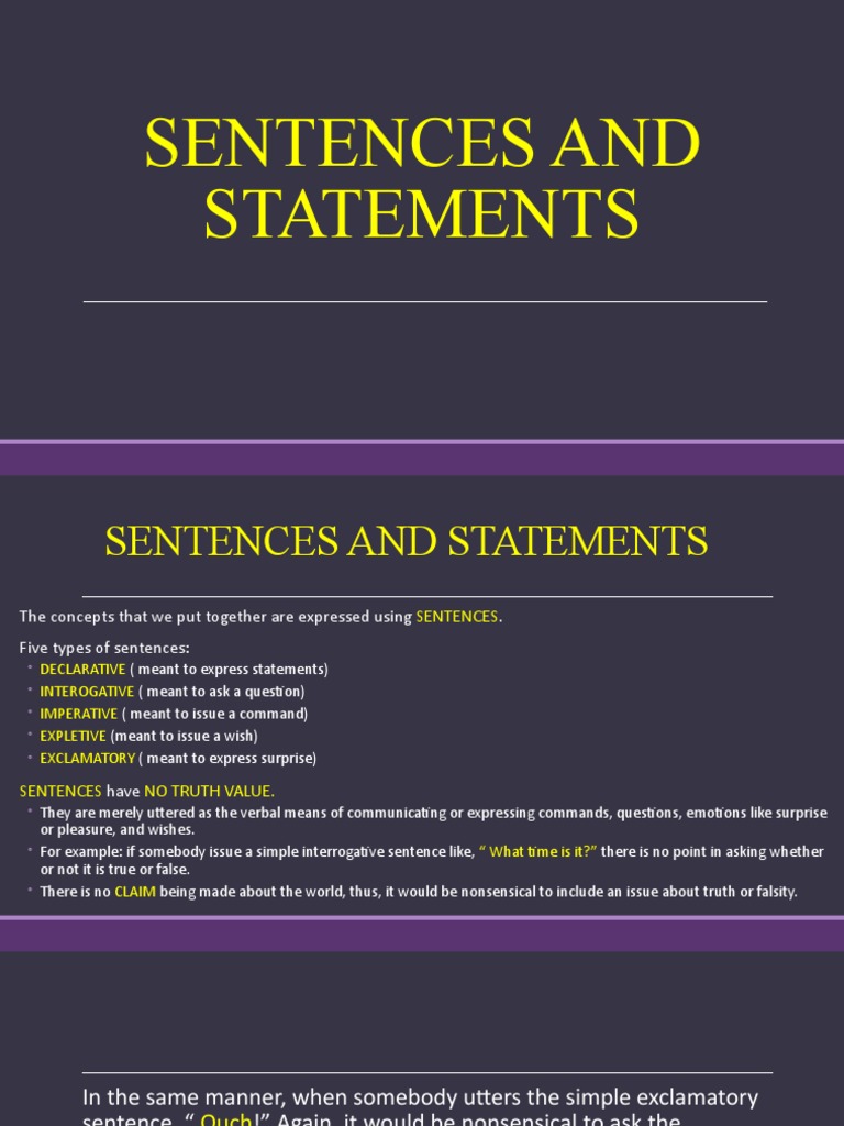 Sentences and Statements | PDF | Western Philosophy | Truth