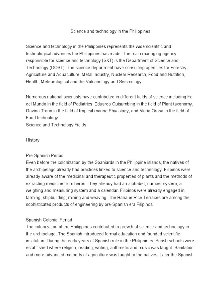 Evolution of Science in the Philippines | PDF | Philippines | Science