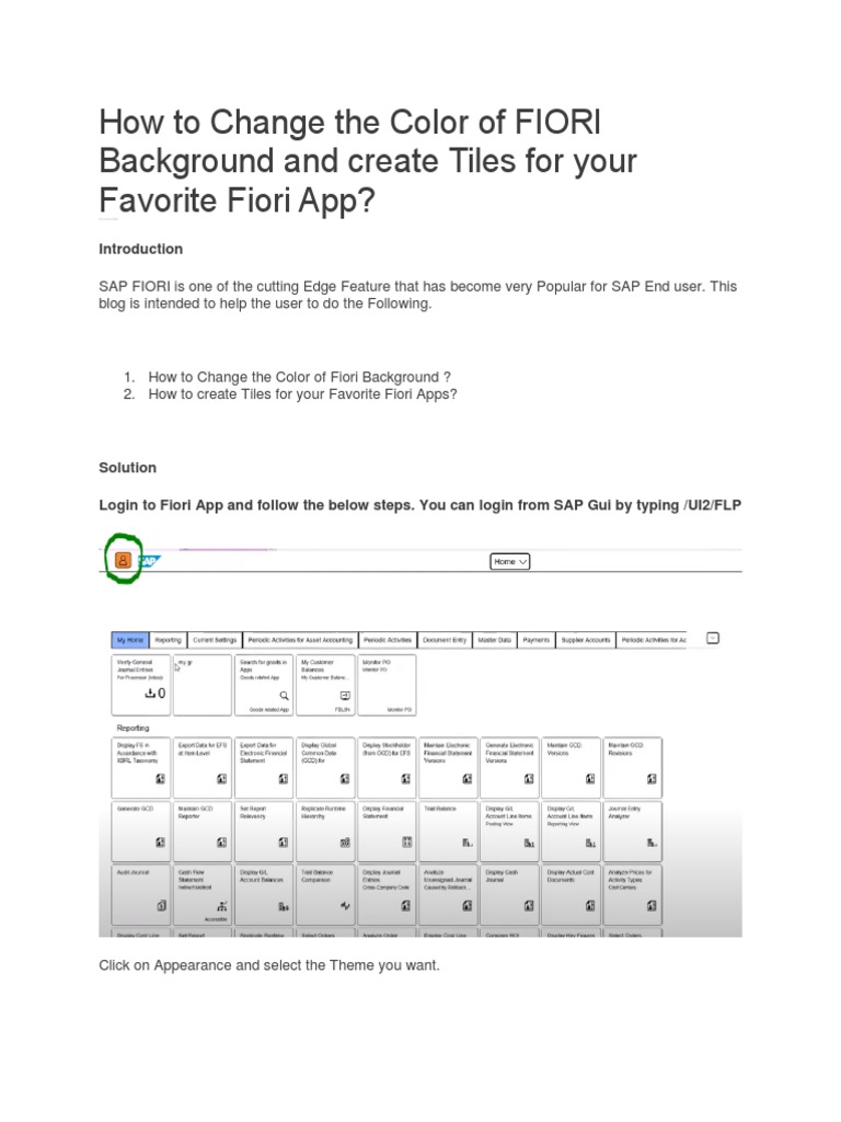 Change Fiori Tile Colors and Create Tiles | PDF | Computers