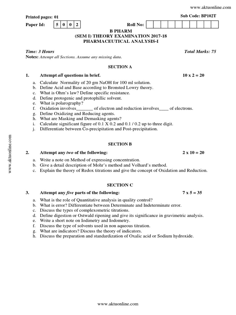 Pharmaceutical Analysis I Exam Questions Covering Acid/Base Theories