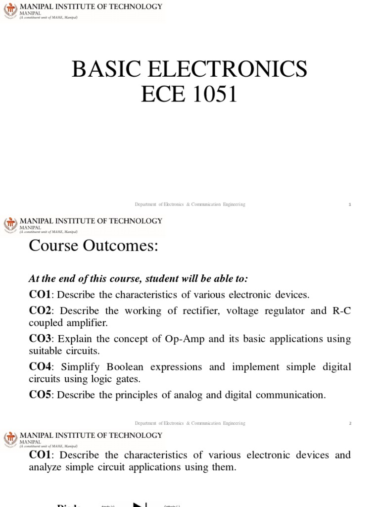 Basic Electronics ECE 1051: Department of Electronics & Communication ...