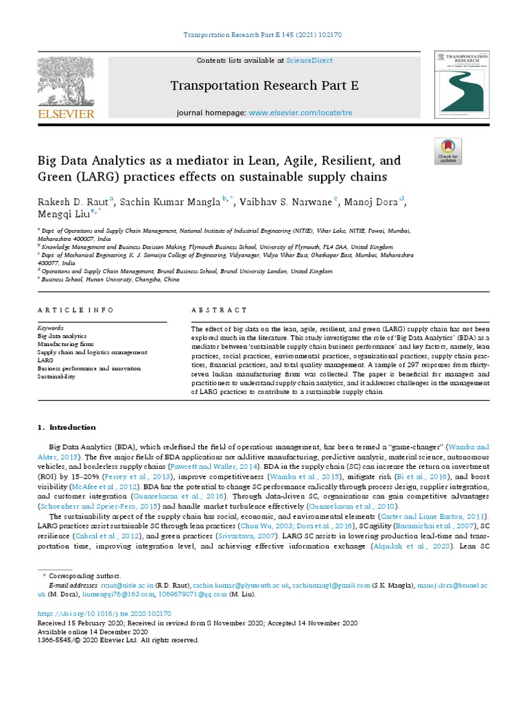 Big Data Analytics As A Mediator in LARG Practices Effects On ...
