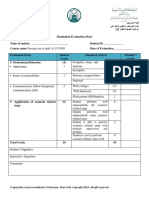 Simulation Evaluation Sheet: Incomplete 0