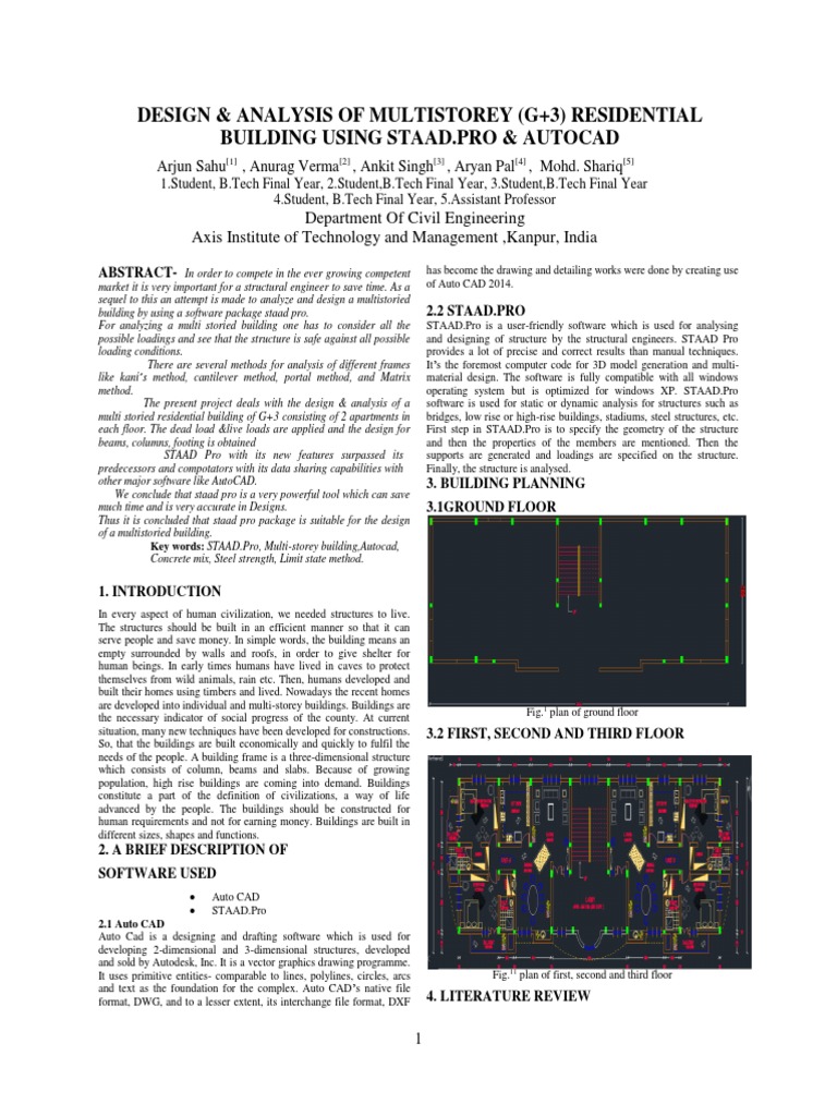 Design & Analysis of Multistorey (G+3) Residential Building Using Staad ...