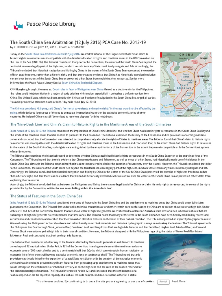 The South China Sea Arbitration (12 July 2016) PCA Case No. 2013-19 ...