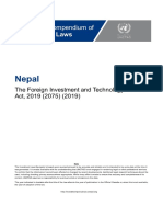 Nepal - Foreign Investment and Technology Transfer Act, 2019 (2075) (English)