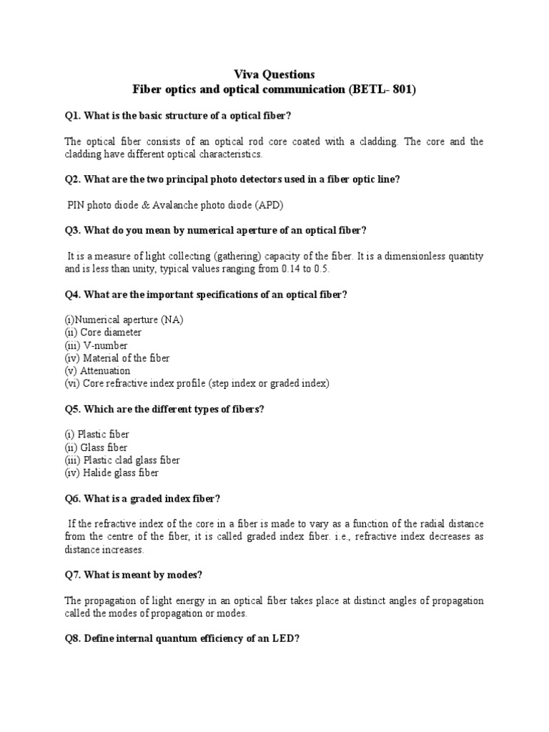 Viva Question Bank FOC PDF Wavelength Division Multiplexing