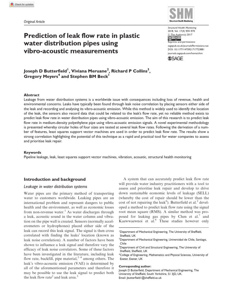 Prediction of Leak Flow Rate in Plastic Pipes | PDF | Spectral Density ...