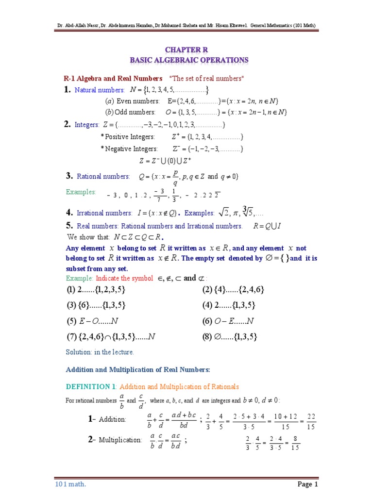 General Mathematics 101 Overview | PDF | Numbers | Set (Mathematics)