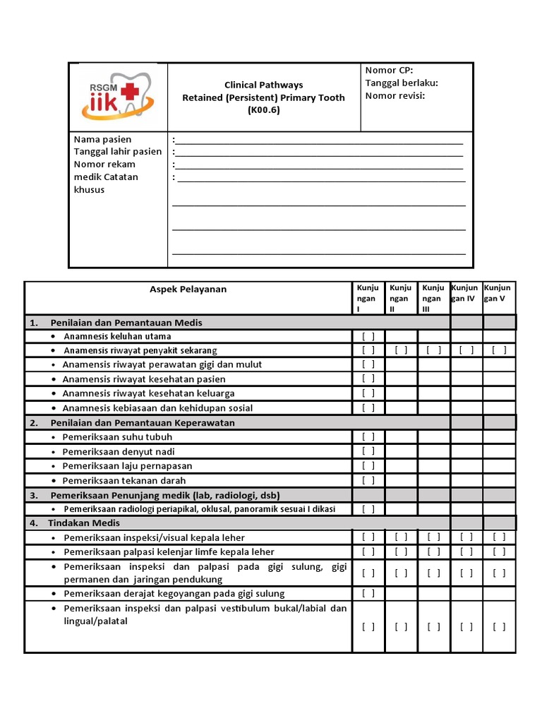Clinical Pathway Tooth Persistent | PDF