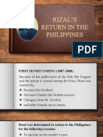 RIZAL`S RETURN IN THE PHILIPPINES
