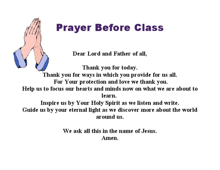 Prayer Before Class - Opening Prayers