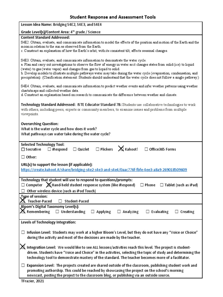 m07 Student Response Tools Lesson Idea Template 1 | PDF | Educational ...