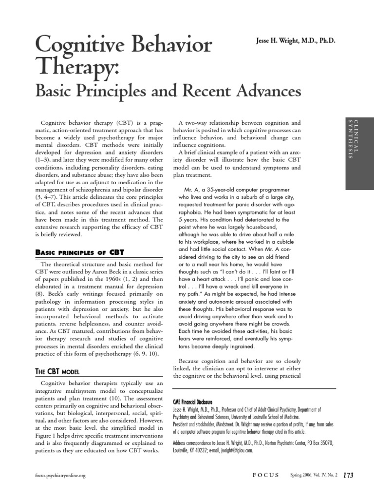 Cognitive-Behavior Therapy | PDF | Cognitive Behavioral Therapy ...