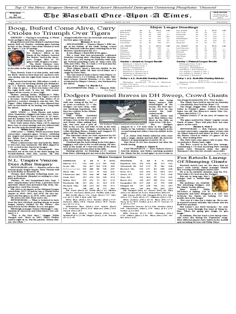 The Baseball OnceUponA Times. Boog, Buford Come Alive, Carry Orioles