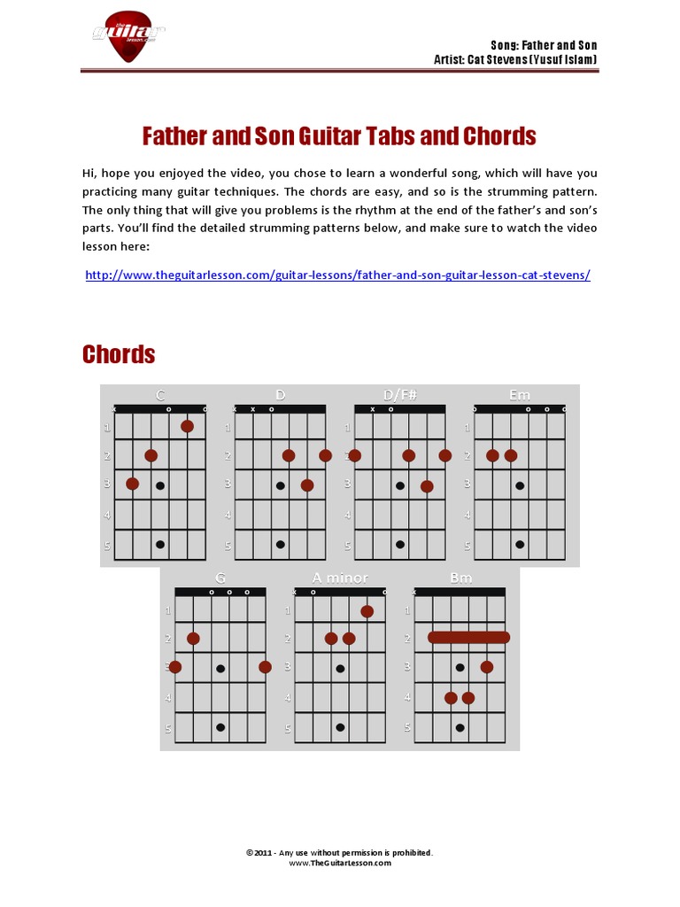 Father and Son Guitar Chords Tabs PDF Entertainment (General)