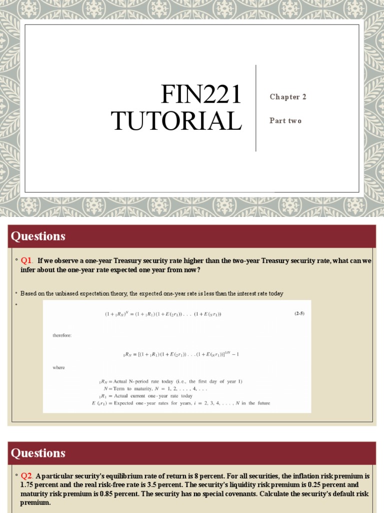 Liquidity Premium Calculation in FIN221 | PDF | Risk Premium | Interest