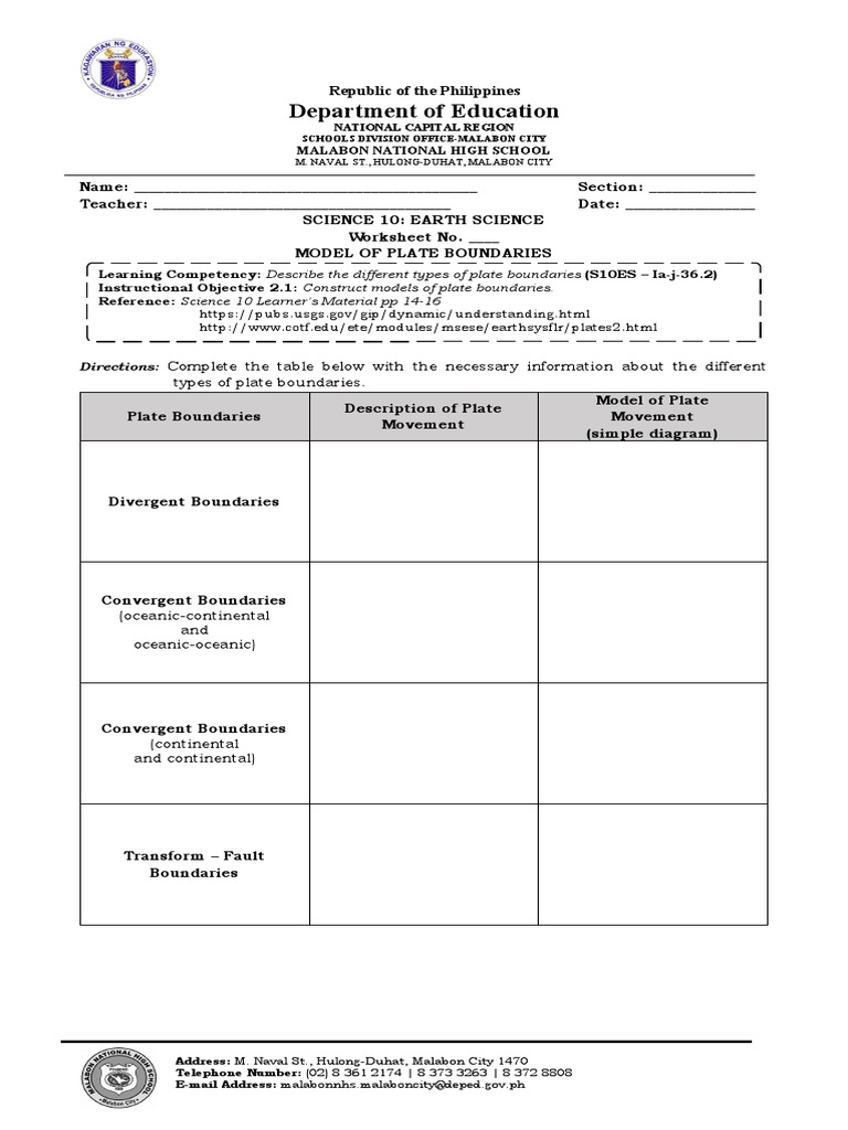 worksheet io 36 2 1 model of plate boundaries lejano pdf