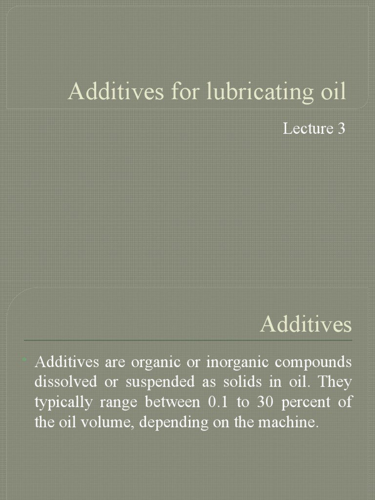 Additives For Lubricating Oil PDF Lubricant Friction