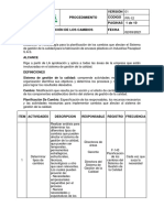 Planificación de cambios SGC Industrias Pavaplast