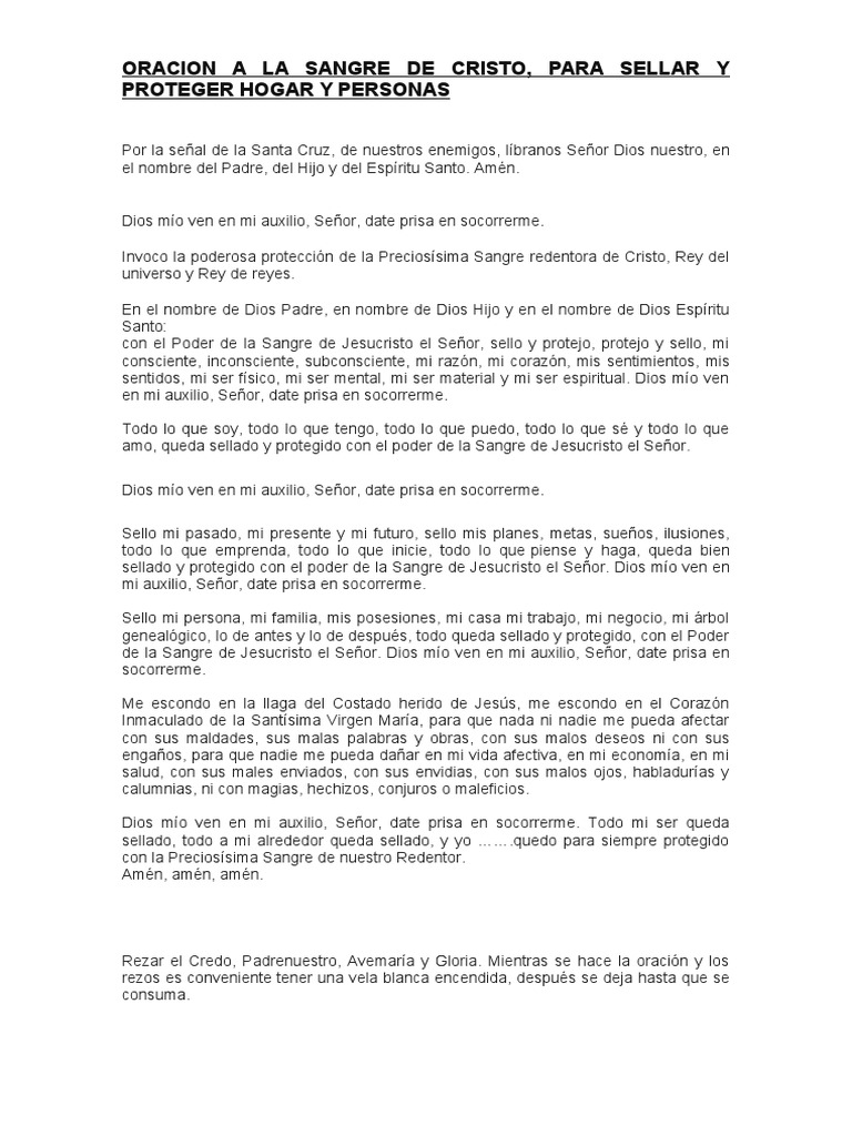 Oracion A La Sangre de Cristo | PDF