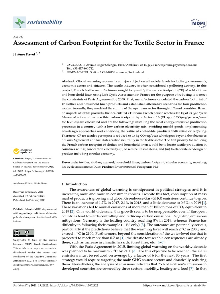 Sustainability 13 02422 v3 | PDF | Carbon Footprint | Greenhouse Gas