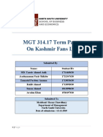 MGT 314.17 Term Paper On Kashmir Fans LTD