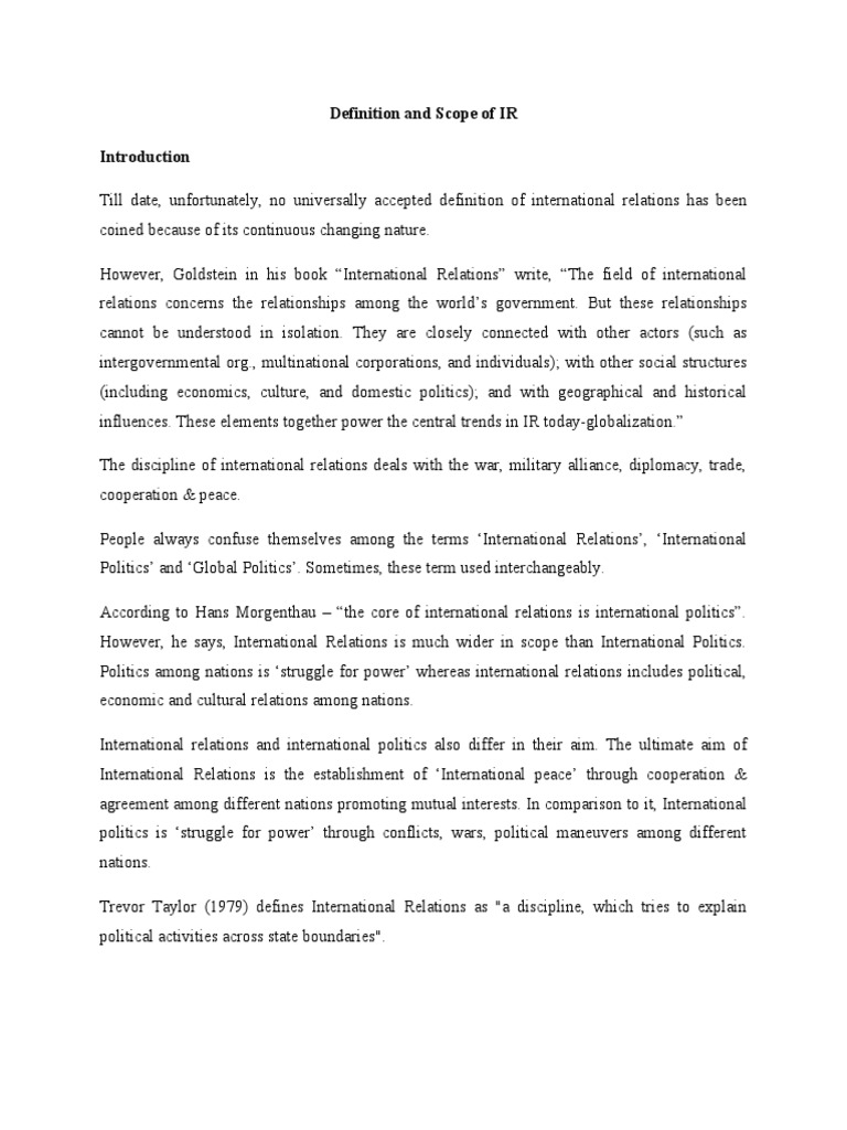 INTERNATIONAL RELATIONS MEANING DEFINITION AND SCOPE visual data 4