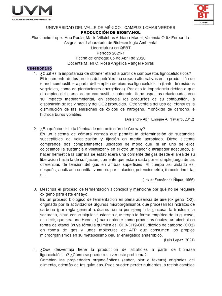 Bioetanol | PDF | Levadura | Combustible de etanol