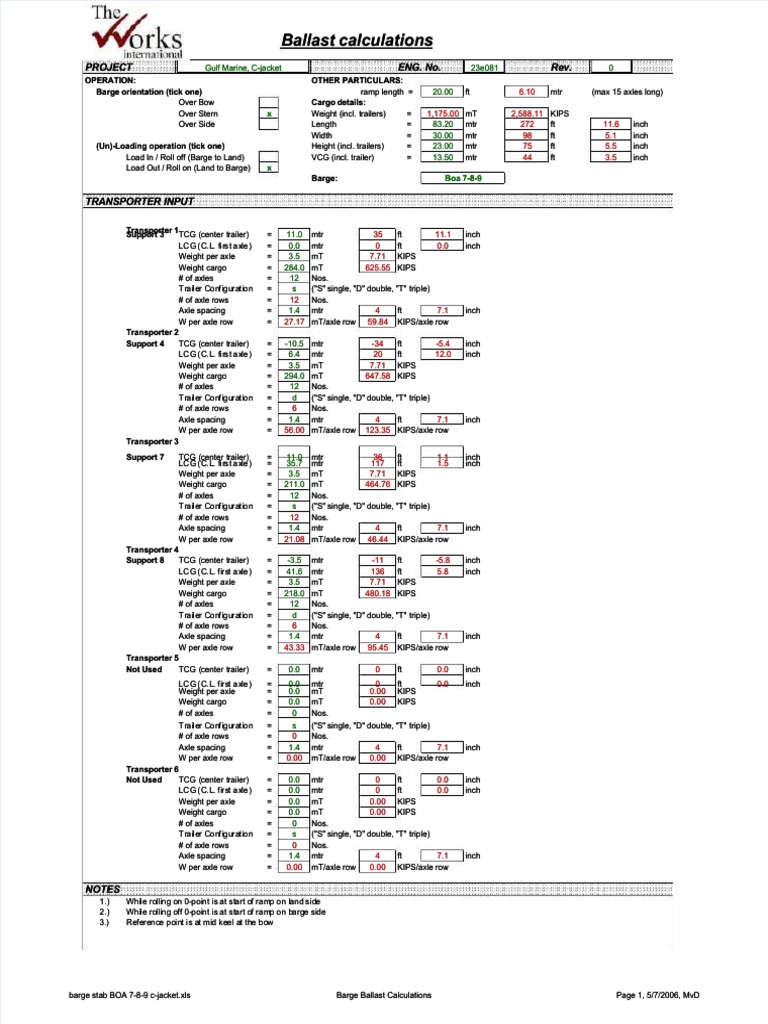 Barge Stability and Ballast Calculations | PDF | Tide | Oceanography