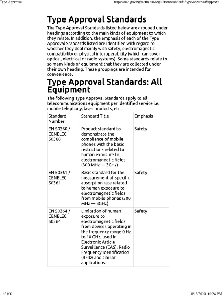 Type Approval - All Handsets | PDF | Business | Finance & Money Management