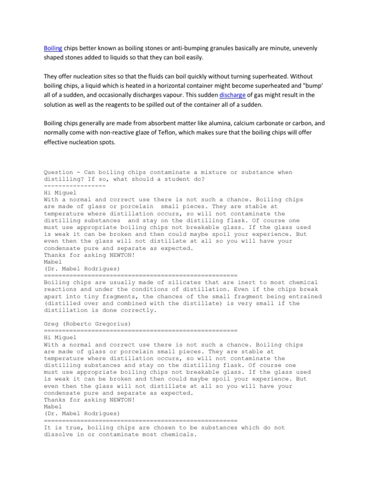 Boiling Chips PDF Distillation Solubility